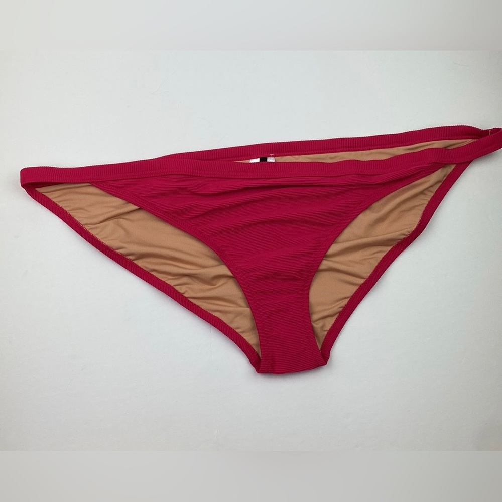 NWT J. Crew | Ribbed-Trim Hipster Full Coverage Bikini Bottoms 3X Fuschia